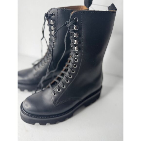 Anthropologie X Grenson Mavis Black Leather Combat Boots UK 4 US 6.5 - Picture 5 of 7